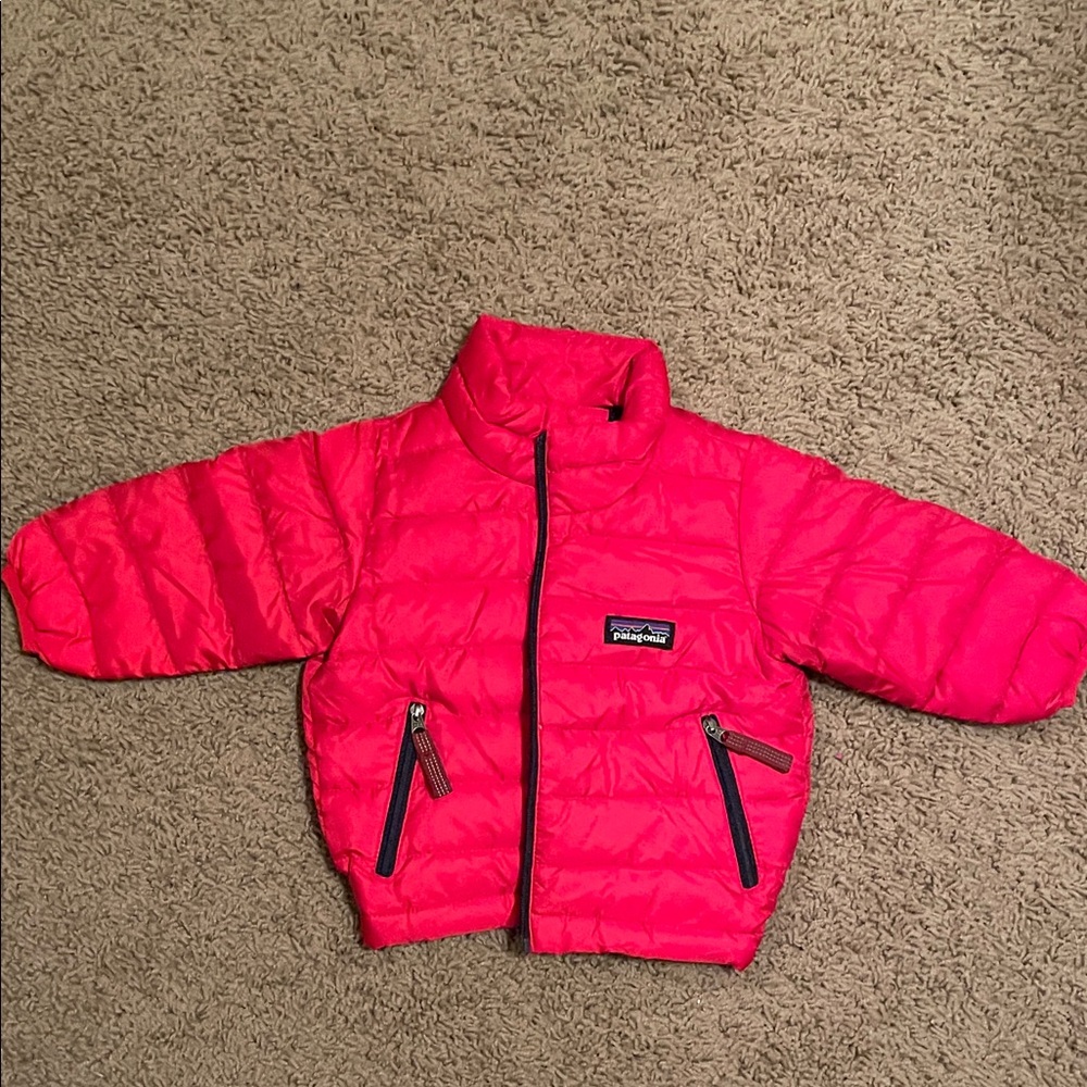Patagonia baby Bright red and navy Puffer Coat. 3months.